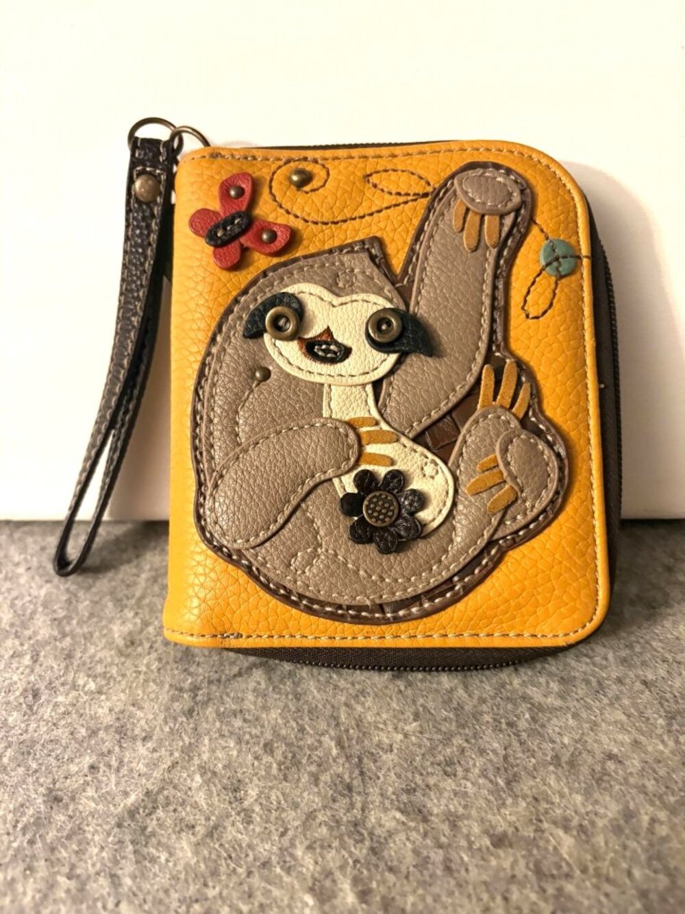 Chala Leather Sloth Design Zip Wallet # 3435